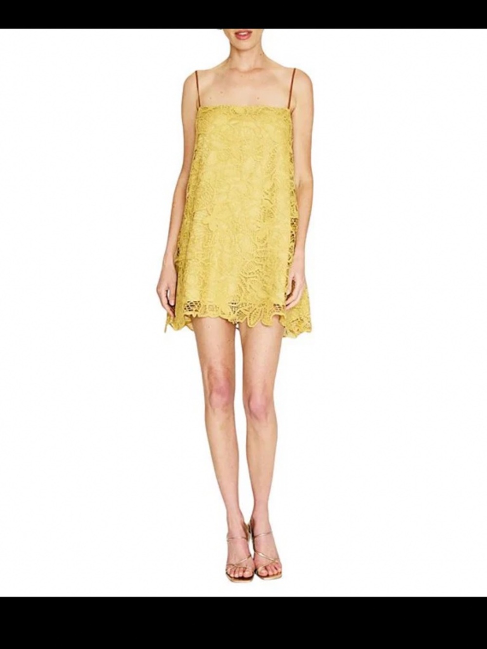 Line and Dot Tansy Square Neck Sleeveless Lace Overlay Coordinating Tunic Dress